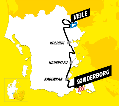Oversigt over ruten mellem Vejle og Sønderborg