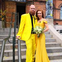 Ditte og Jesper blev gift i gult dagen før touren i Vejle